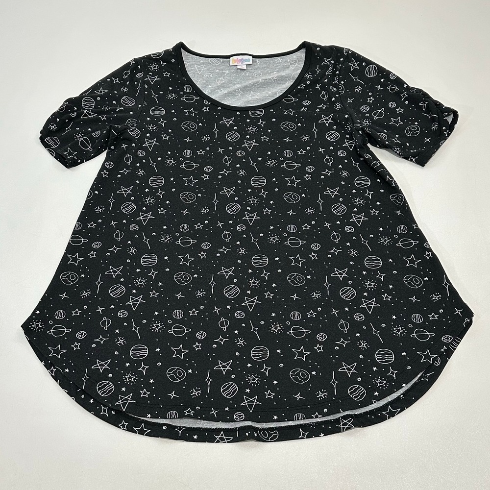 LuLaRoe Women's Tunic Top Black Space Print Size‎ S